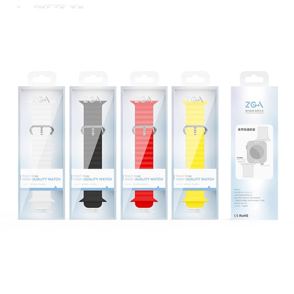 For Apple Watch SE 44mm ZGA Ocean Silicone Watch Band(White)