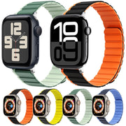 For Apple Watch 42mm ZGA Two Color Magnetic Silicone Watch Band(Grey+Yellow)