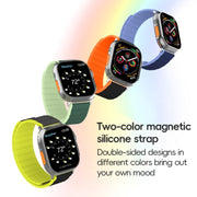 For Apple Watch 42mm ZGA Two Color Magnetic Silicone Watch Band(Dark Blue+Light Blue)