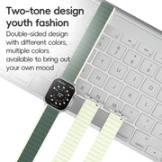 For Apple Watch Series 4 44mm ZGA Two Color Magnetic Silicone Watch Band(Dark Blue+Light Blue)