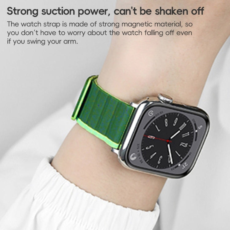 For Apple Watch 42mm ZGA Two Color Magnetic Silicone Watch Band(Dark Blue+Light Blue)