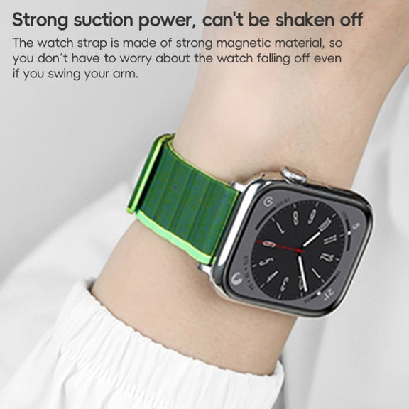 For Apple Watch 42mm ZGA Two Color Magnetic Silicone Watch Band(Dark Blue+Light Blue)
