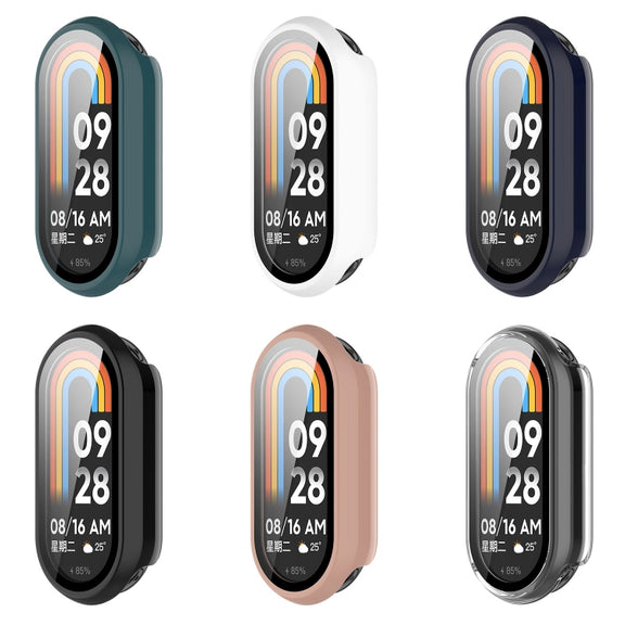 For Xiaomi Mi Band 8 / 9 Ceramic / 10 Ceramic Tempered Film Integrated PC Protective Watch Cover(Black)
