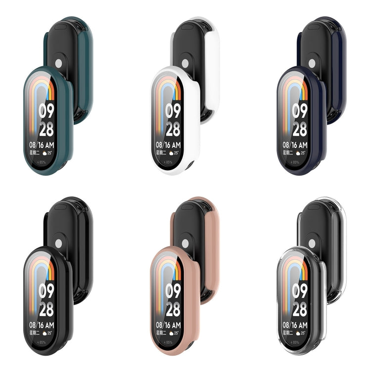 For Xiaomi Mi Band 8 PC + Tempered Film Integrated Protective Watch Case(Ink Blue)