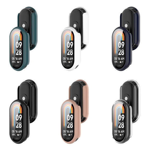 For Xiaomi Mi Band 8 PC + Tempered Film Integrated Protective Watch Case(White)