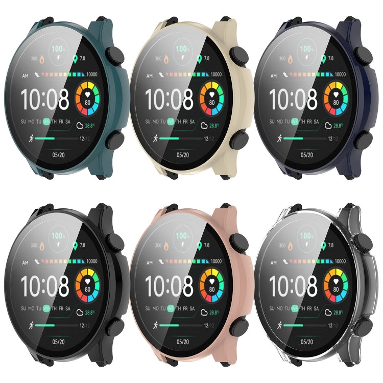 For Xiaomi Haylou RT3 / Solar Plus LS16 PC + Tempered Film Integrated Watch Protective Case(Black)