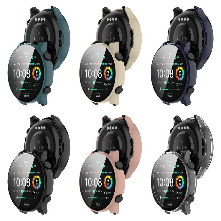 For Xiaomi Haylou RT3 / Solar Plus LS16 PC + Tempered Film Integrated Watch Protective Case(Black)