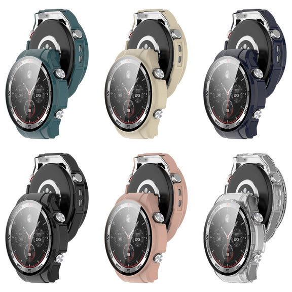 For Xiaomi Haylou Watch R8 PC + Tempered Film Integrated Watch Protective Case(Pink)