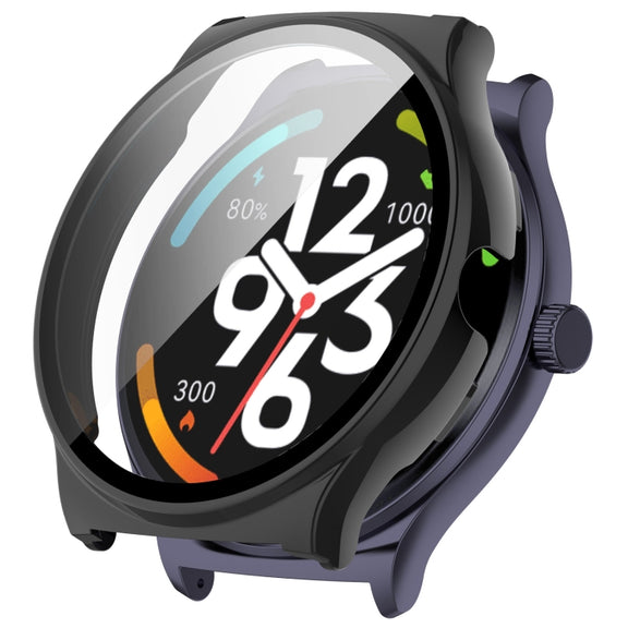 For Xiaomi Haylou Solar Lite R001 PC + Tempered Film Integrated Watch Protective Case(Black)