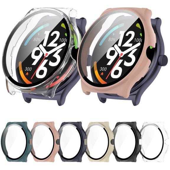 For Xiaomi Haylou Solar Lite R001 PC + Tempered Film Integrated Watch Protective Case(Pink)
