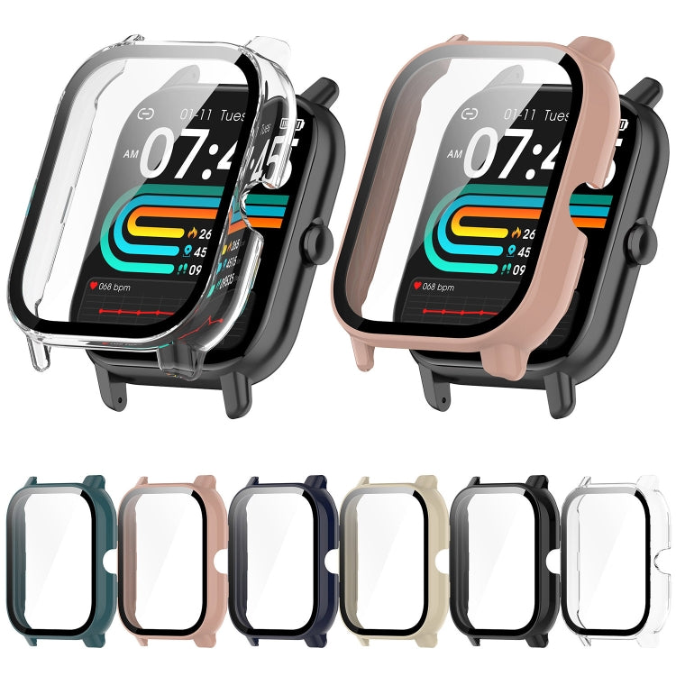 For P66 / P66D / P66ED 1.85 inch Watch PC + Tempered Film Integrated Watch Protective Case(Black)