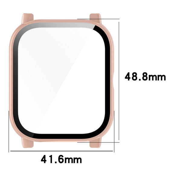 For P66 / P66D / P66ED 1.85 inch Watch PC + Tempered Film Integrated Watch Protective Case(Black)