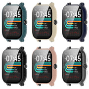 For P66 / P66D / P66ED 1.85 inch Watch PC + Tempered Film Integrated Watch Protective Case(Black)