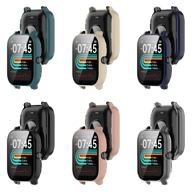 For P66 / P66D / P66ED 1.85 inch Watch PC + Tempered Film Integrated Watch Protective Case(Black)