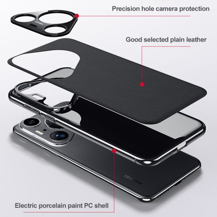 For Huawei Pura 70 Pro / 70 Pro+ Plain Leather Series Shockproof Phone Case(Black)