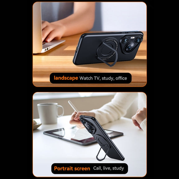 For Huawei Pura 70 Frosted MagSafe Magnetic Ring Holder PC Phone Case(Black)