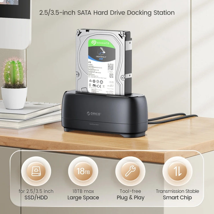 ORICO DD18C3 Single Bay 2.5 & 3.5 inch SATA Drive Docking Station, Plug Type:AU Plug