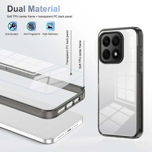 For Honor X8b 2.5mm Anti-slip Clear Acrylic Hybrid TPU Phone Case(Black)