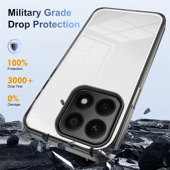 For Honor X8b 2.5mm Anti-slip Clear Acrylic Hybrid TPU Phone Case(Black)