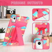 For Lenovo Tab M11/ Xiaoxin Pad 11 2024 T Holder Robot Silicone Hybrid PC Tablet Case(Camouflage Rose Red)