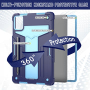 For Lenovo Tab M11/ Xiaoxin Pad 11 2024 T Holder Robot Silicone Hybrid PC Tablet Case(Navy Blue Blue)