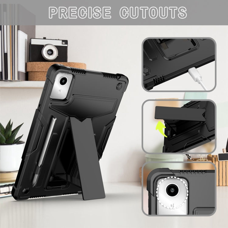 For Lenovo Tab M11/ Xiaoxin Pad 11 2024 T Holder Robot Silicone Hybrid PC Tablet Case(Black)