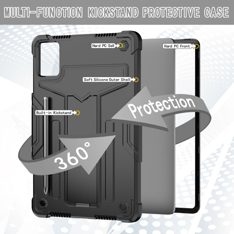 For Lenovo Tab M11/ Xiaoxin Pad 11 2024 T Holder Robot Silicone Hybrid PC Tablet Case(Black)