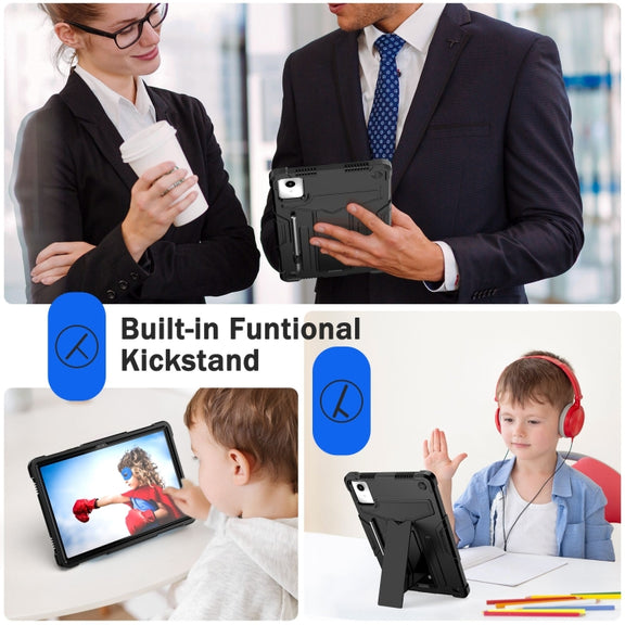 For Lenovo Tab M11/ Xiaoxin Pad 11 2024 T Holder Robot Silicone Hybrid PC Tablet Case(Black)