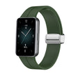 For Honor Band 9 Magnetic Folding Silver Buckle Silicone Watch Band(Green) - Watch Bands by PMC TechLife | Online Shopping South Africa | PMC TechLife