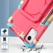 For Lenovo Tab M11/ Xiaoxin Pad 11 2024 Handle Robot Silicone Hybrid PC Tablet Case(Camouflage Rose Red)