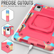 For Lenovo Tab M11/ Xiaoxin Pad 11 2024 Handle Robot Silicone Hybrid PC Tablet Case(Camouflage Rose Red)