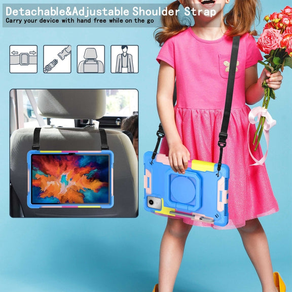 For Lenovo Tab M11/ Xiaoxin Pad 11 2024 Handle Robot Silicone Hybrid PC Tablet Case(Camouflage Blue)