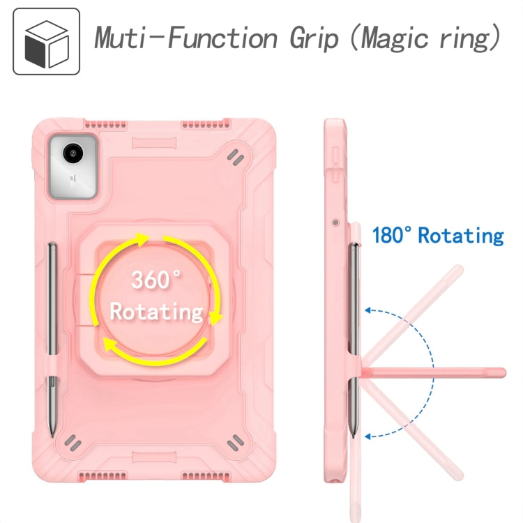 For Lenovo Tab M11/ Xiaoxin Pad 11 2024 Handle Robot Silicone Hybrid PC Tablet Case(Rose Gold)
