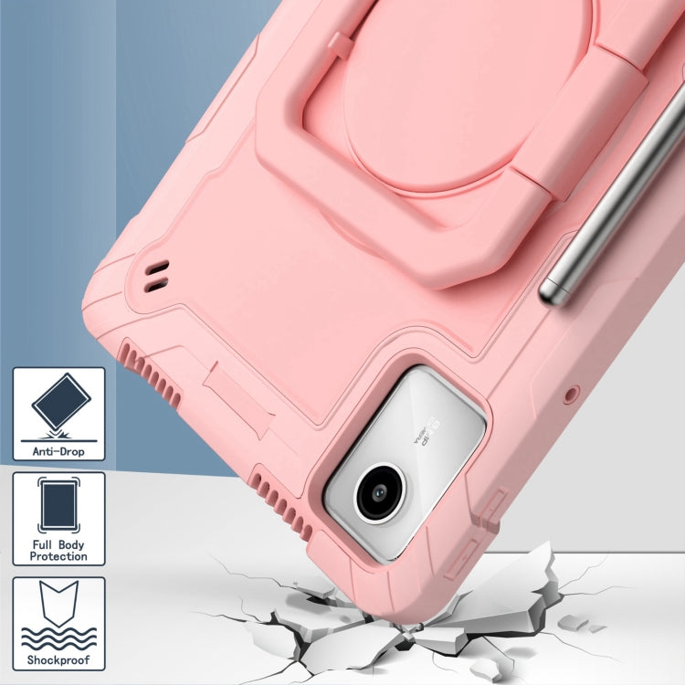 For Lenovo Tab M11/ Xiaoxin Pad 11 2024 Handle Robot Silicone Hybrid PC Tablet Case(Rose Gold)