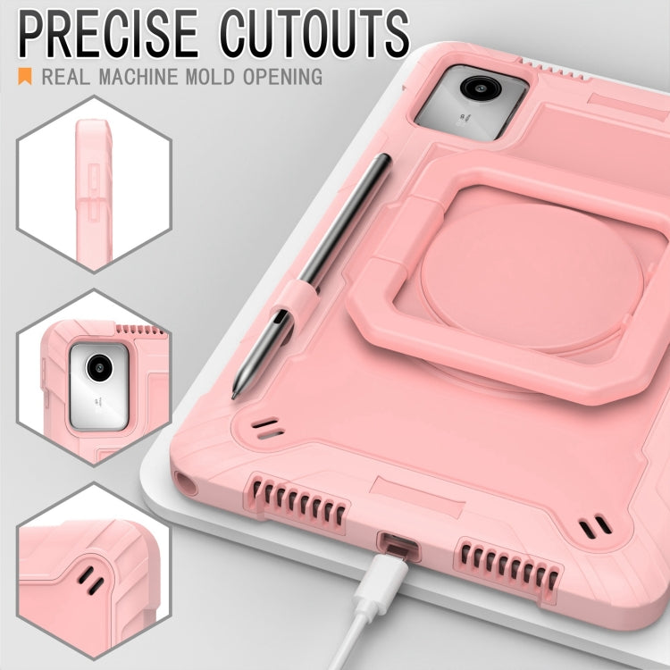 For Lenovo Tab M11/ Xiaoxin Pad 11 2024 Handle Robot Silicone Hybrid PC Tablet Case(Rose Gold)