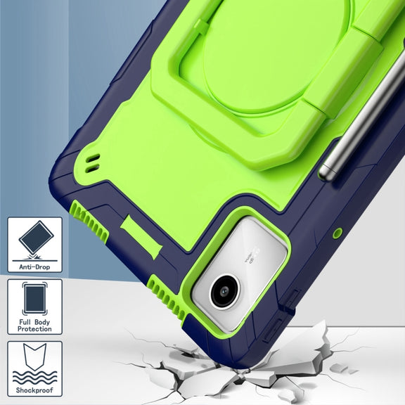 For Lenovo Tab M11/ Xiaoxin Pad 11 2024 Handle Robot Silicone Hybrid PC Tablet Case(Navy Yellow Green)