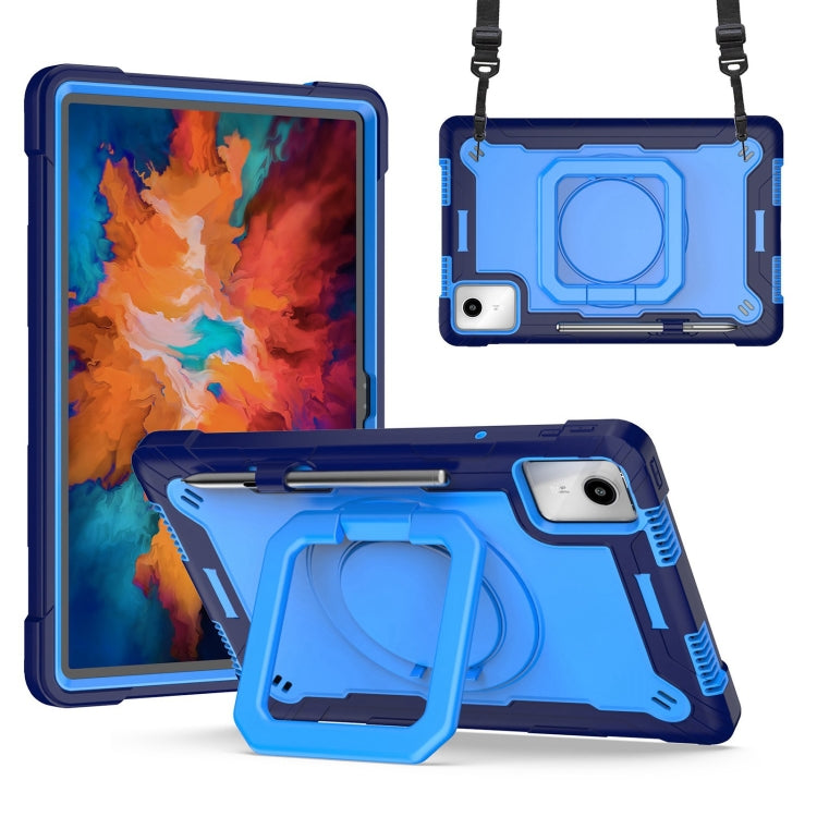 For Lenovo Tab M11/ Xiaoxin Pad 11 2024 Handle Robot Silicone Hybrid PC Tablet Case(Navy Blue Blue)