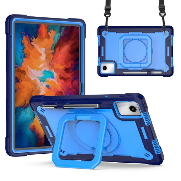 For Lenovo Tab M11/ Xiaoxin Pad 11 2024 Handle Robot Silicone Hybrid PC Tablet Case(Navy Blue Blue)