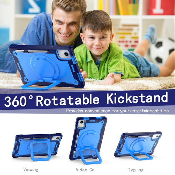 For Lenovo Tab M11/ Xiaoxin Pad 11 2024 Handle Robot Silicone Hybrid PC Tablet Case(Navy Blue Blue)