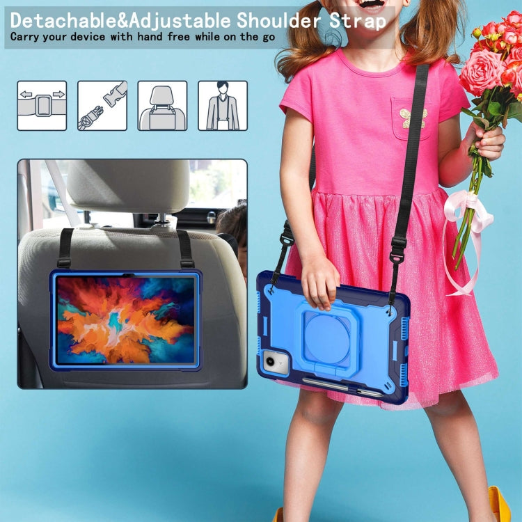 For Lenovo Tab M11/ Xiaoxin Pad 11 2024 Handle Robot Silicone Hybrid PC Tablet Case(Navy Blue Blue)