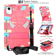 For Lenovo Tab M11/ Xiaoxin Pad 11 2024 Fold-Holder Spider Silicone Hybrid PC Tablet Case(Camouflage Rose Red)