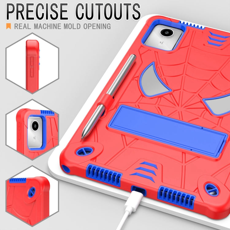 For Lenovo Tab M11/ Xiaoxin Pad 11 2024 Fold-Holder Spider Silicone Hybrid PC Tablet Case(Red Blue)