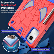 For Lenovo Tab M11/ Xiaoxin Pad 11 2024 Fold-Holder Spider Silicone Hybrid PC Tablet Case(Red Blue)