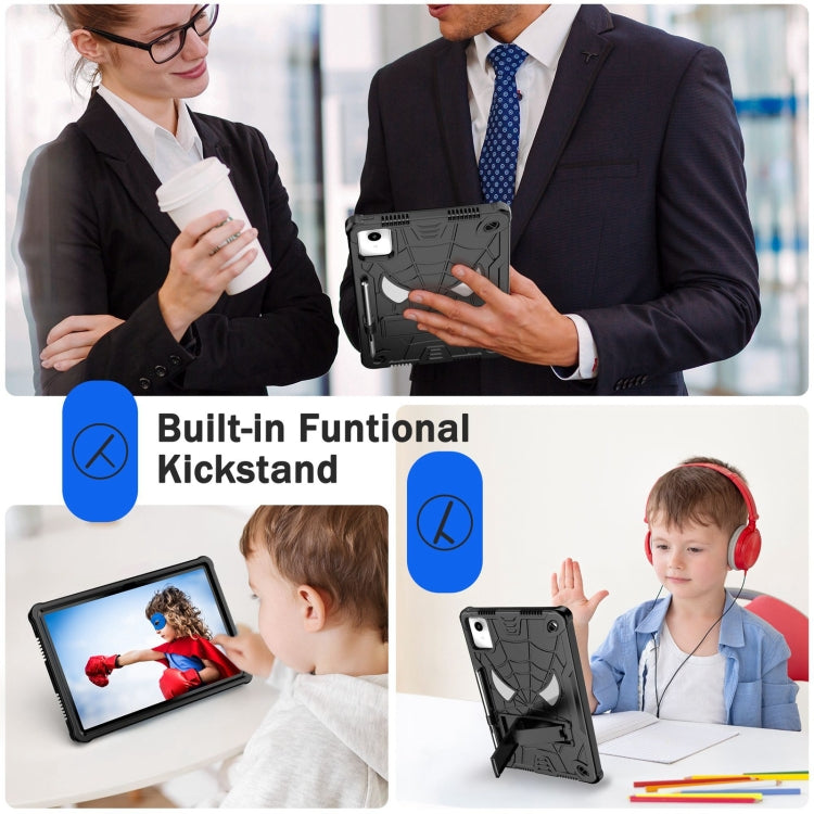 For Lenovo Tab M11/ Xiaoxin Pad 11 2024 Fold-Holder Spider Silicone Hybrid PC Tablet Case(Black)
