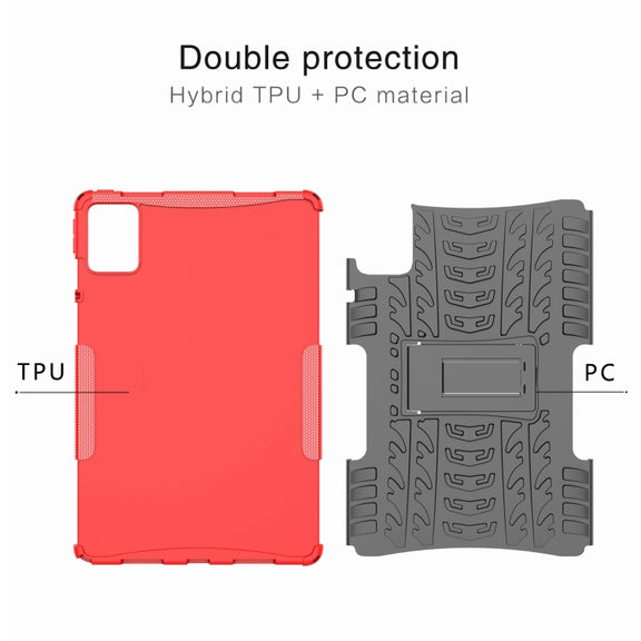 For Lenovo Tab M11/ Xiaoxin Pad 11 2024 Tire Texture TPU Hybrid PC Tablet Case with Holder(Purple)