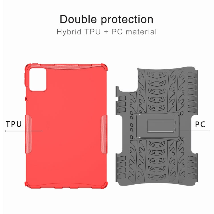 For Lenovo Tab M11/ Xiaoxin Pad 11 2024 Tire Texture TPU Hybrid PC Tablet Case with Holder(Purple)