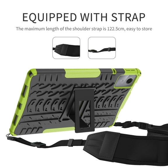 For Lenovo Tab M11/ Xiaoxin Pad 11 2024 Tire Texture TPU Hybrid PC Tablet Case with Holder(Purple)