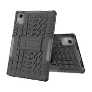 For Lenovo Tab M11/ Xiaoxin Pad 11 2024 Tire Texture TPU Hybrid PC Tablet Case with Holder(Black)