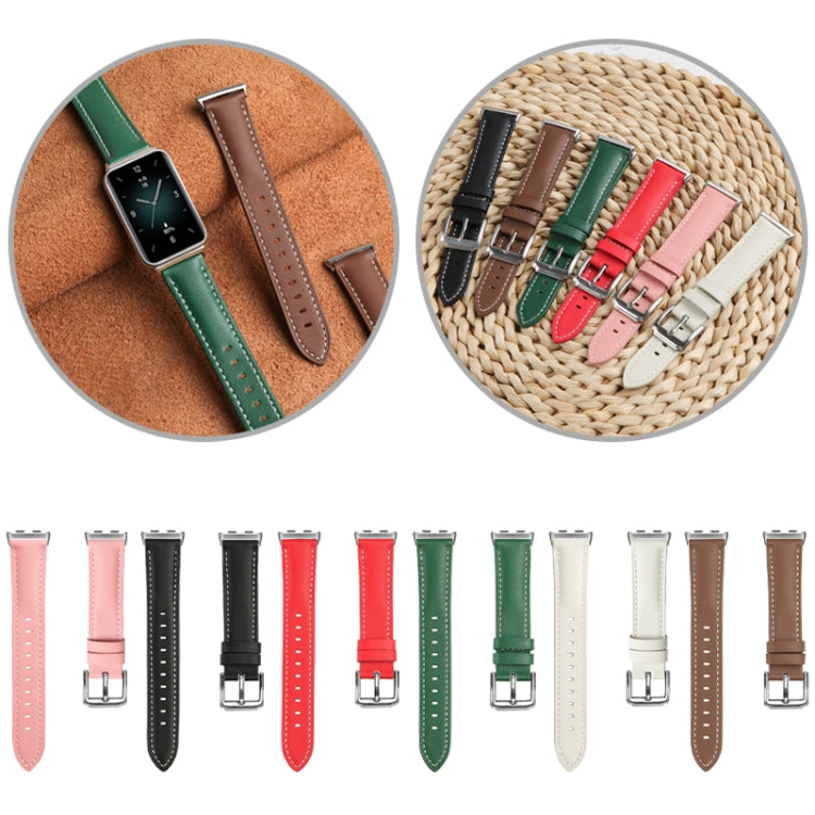 For Honor Band 9 Genuine Leather Watch Band(Red)