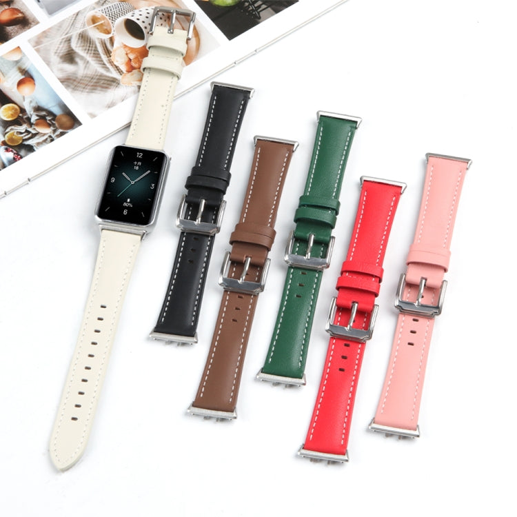 For Honor Band 9 Genuine Leather Watch Band(Creamy White)